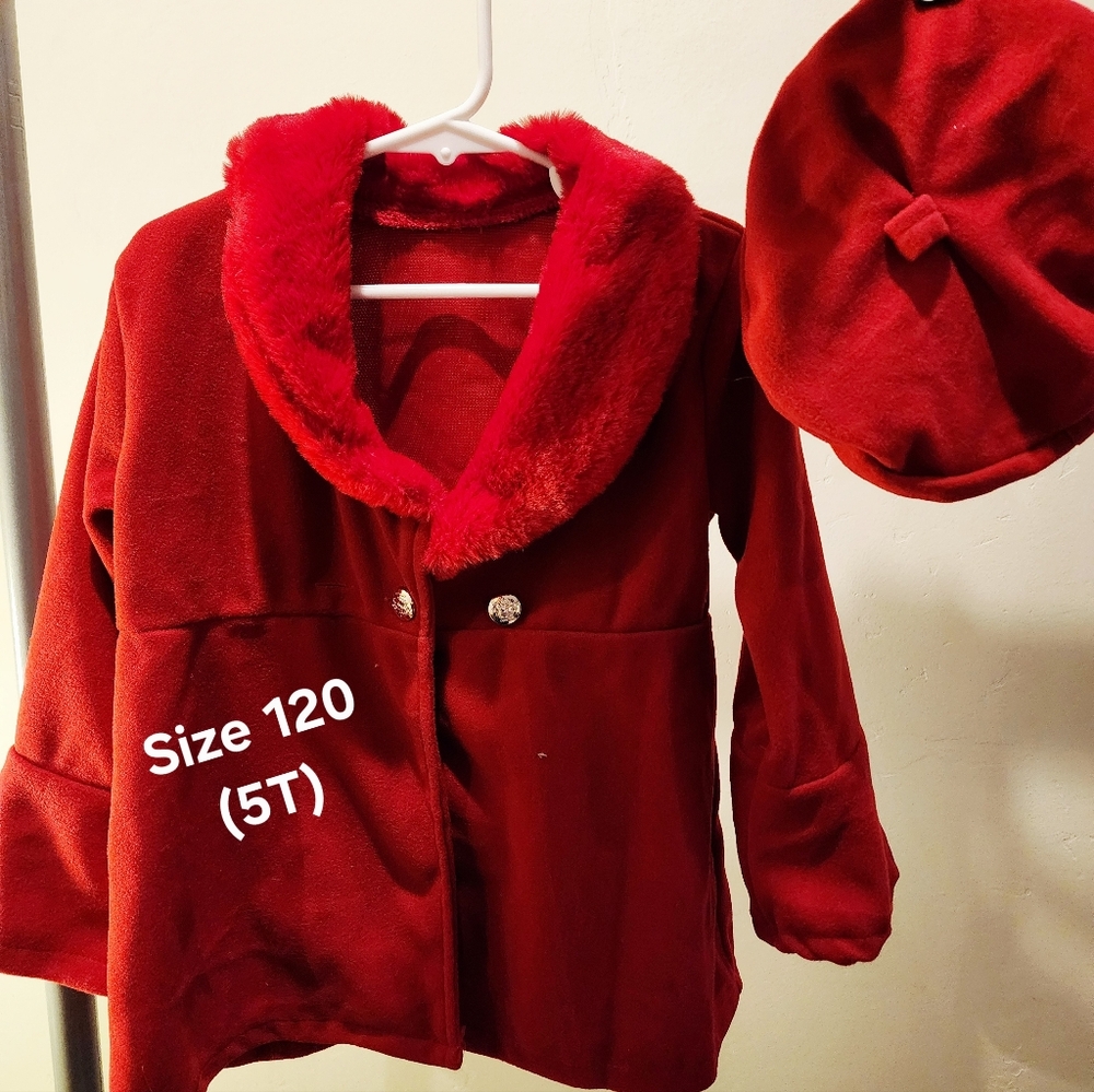 Kids Red Jacket with Hat-5T